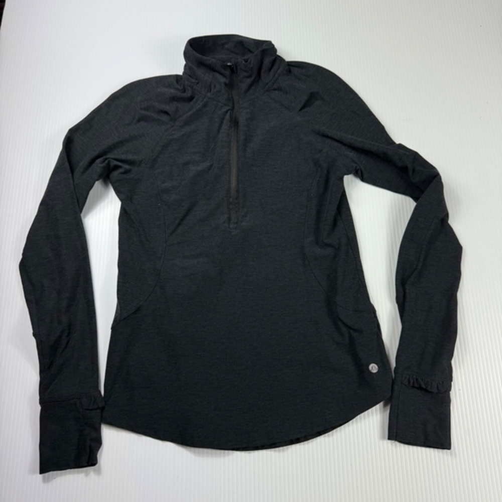 Apana Half-Zip Pullover Top Thumb Hole Athletic Activewear Gray S black gray